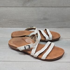 Aetrex Women's Brielle White Leather Braided Sandals Shoes Sz 40/9-9.5